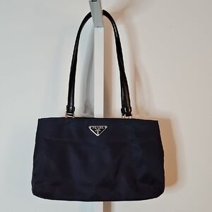 Authentic Prada Vintage Tessuto Nylon Tote Bag – Navy Blue – Triangle Logo